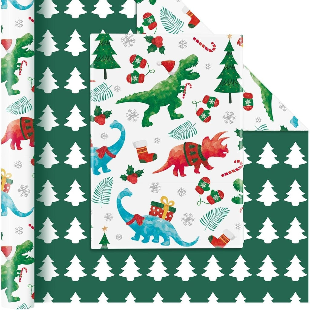 Papel Reversible de Dinosaurio y Pinitos