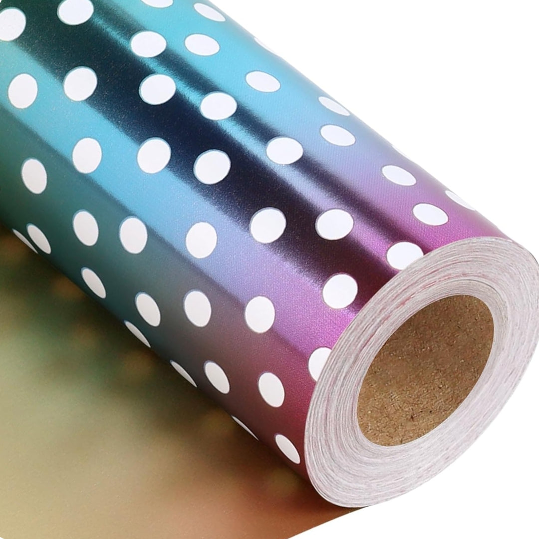 Papel Reversible Rainbow Polka Dot y Dorado Matte