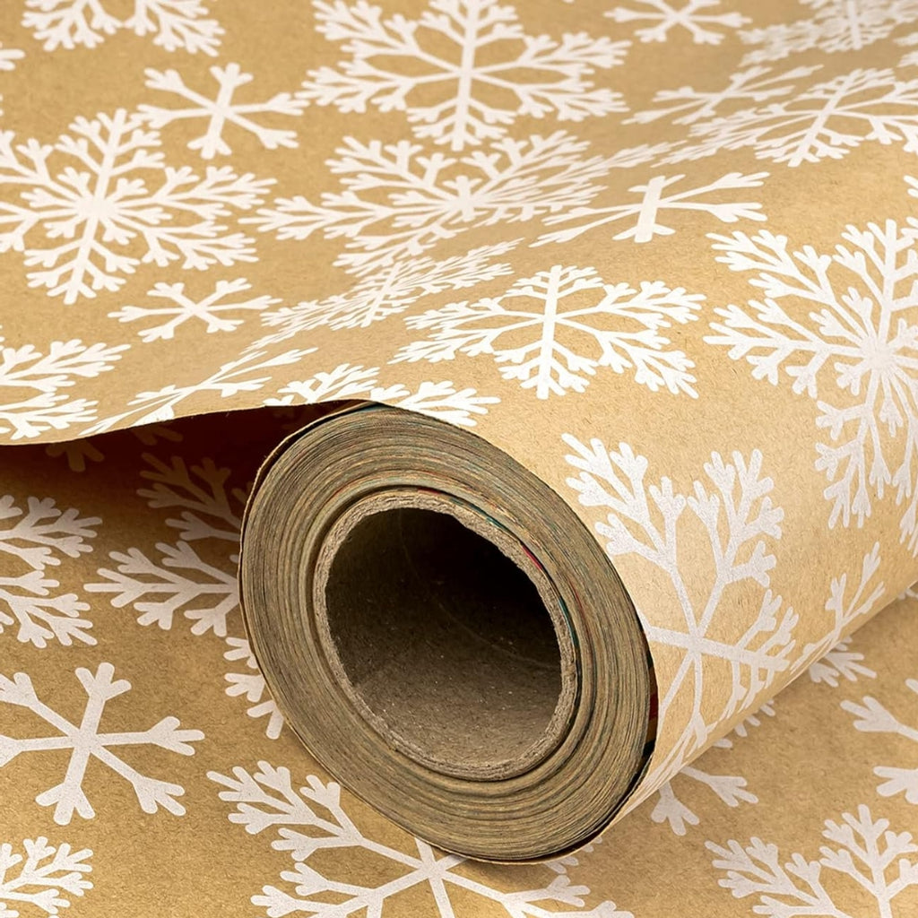 Papel Natural con Estampado de Copos De Nieve