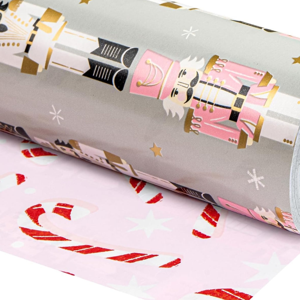 Papel Reversible de Cascanueces y Bastones de Caramelo