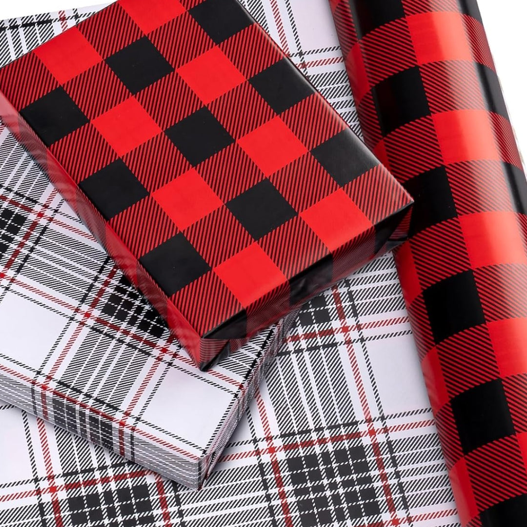 Papel Reversible de Cuadros Rojos y Blancos