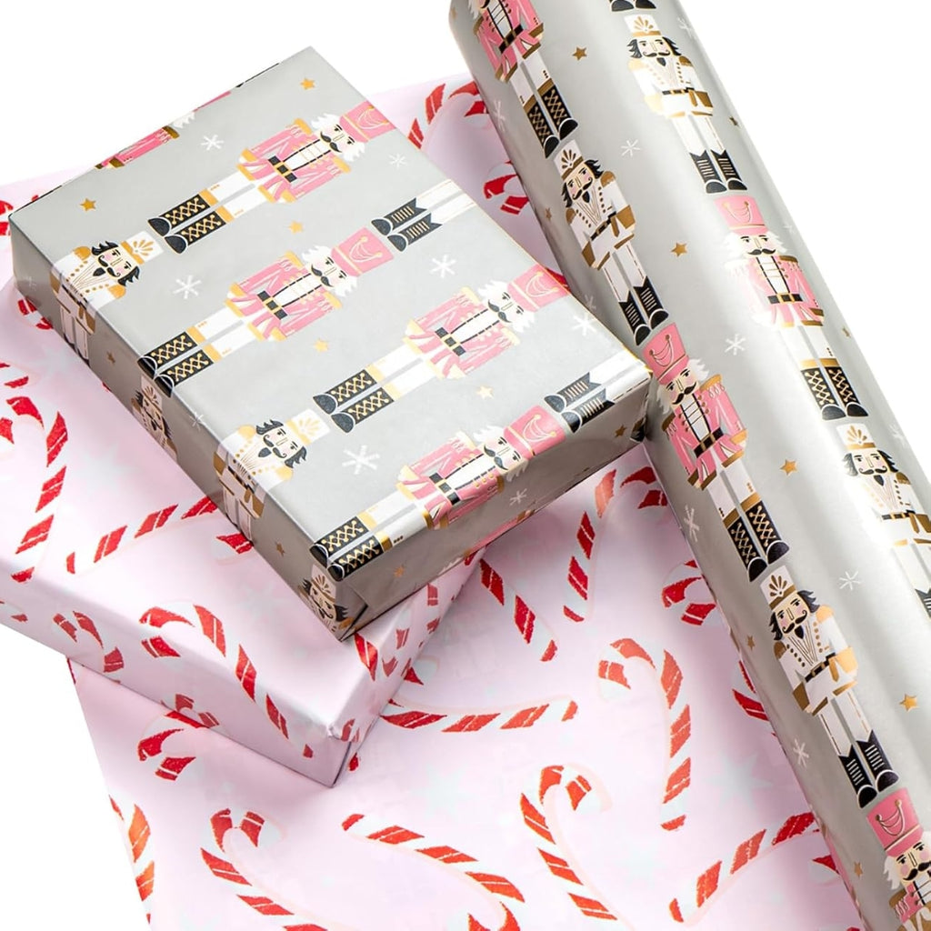 Papel Reversible de Cascanueces y Bastones de Caramelo