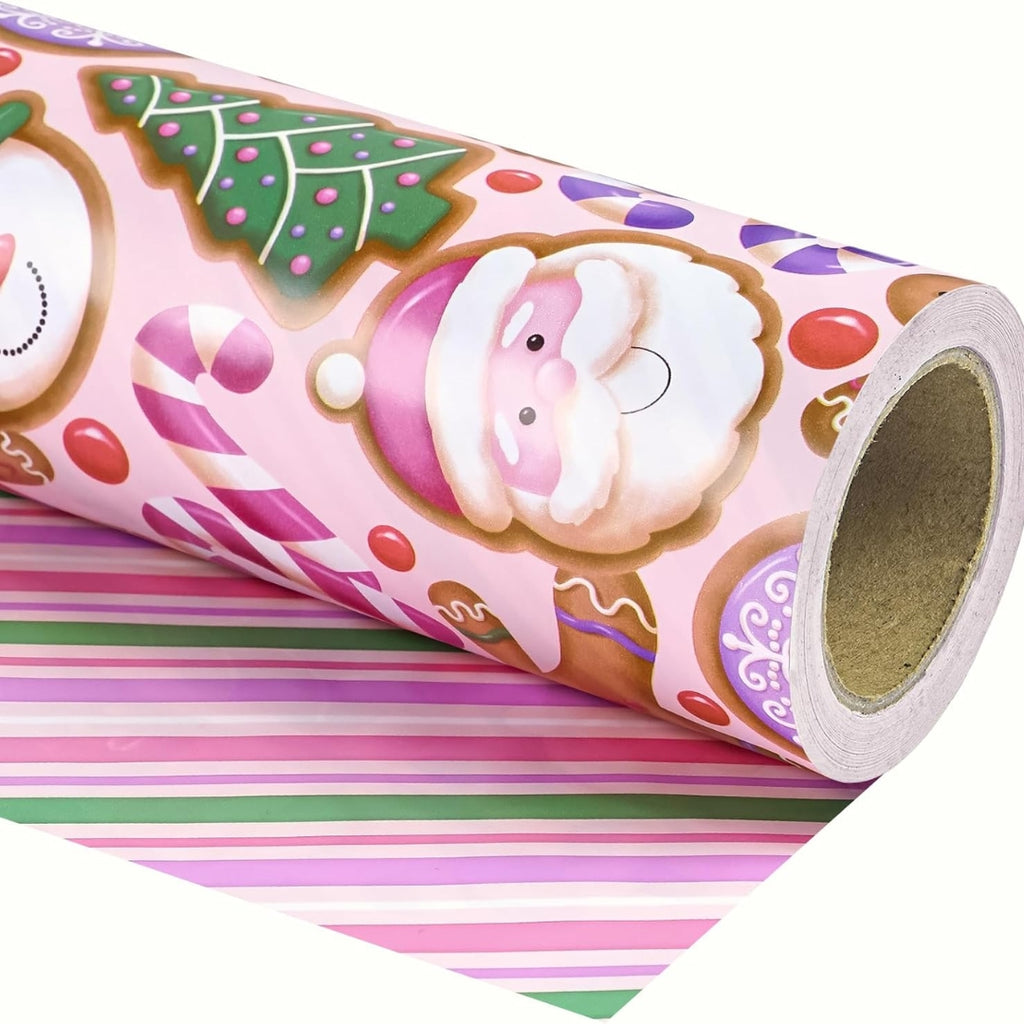 Papel Reversible de Galleta de Gengibre y Rayas Multicolor