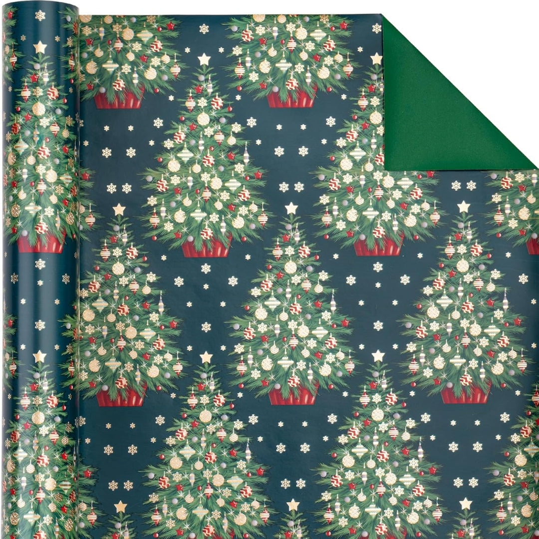 Papel Reversible de Pinos de Navidad