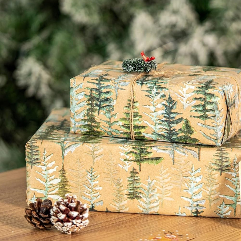 Papel Natural con Estampado de Pinitos