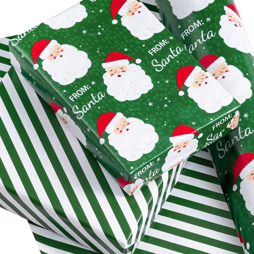 Papel Reversible de Santa y Franjas