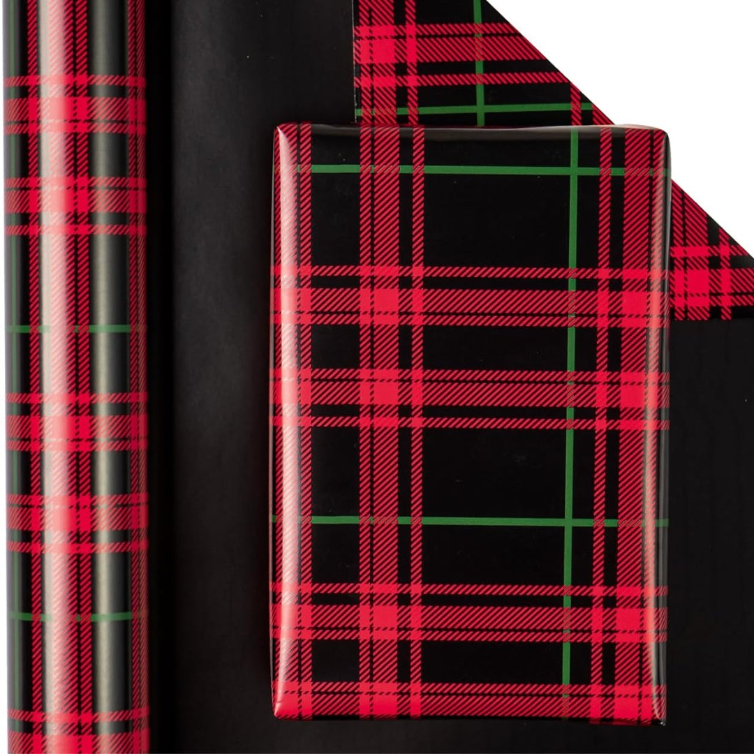 Papel Reversible de Cuadros Verdes y Rojos