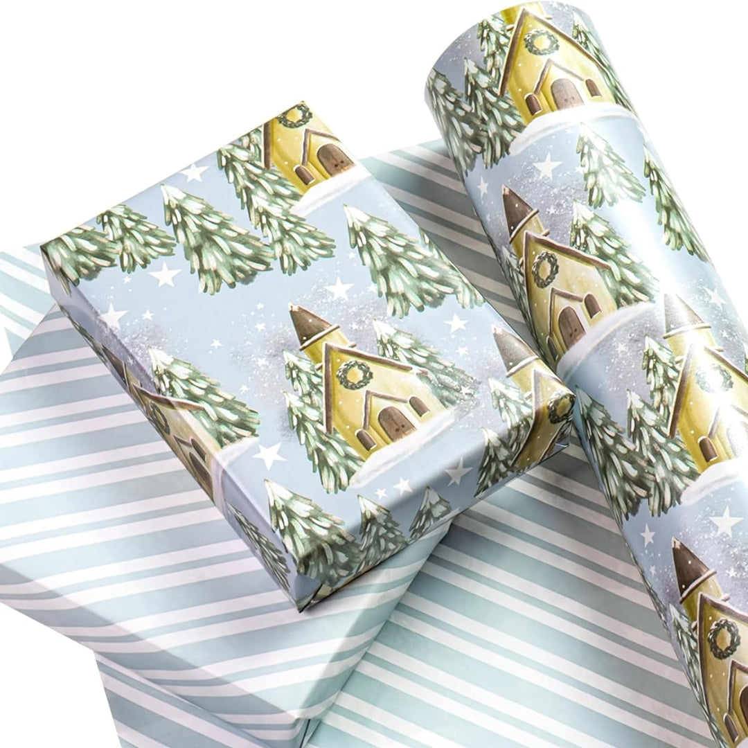 Papel Reversible de Casitas y Rayas