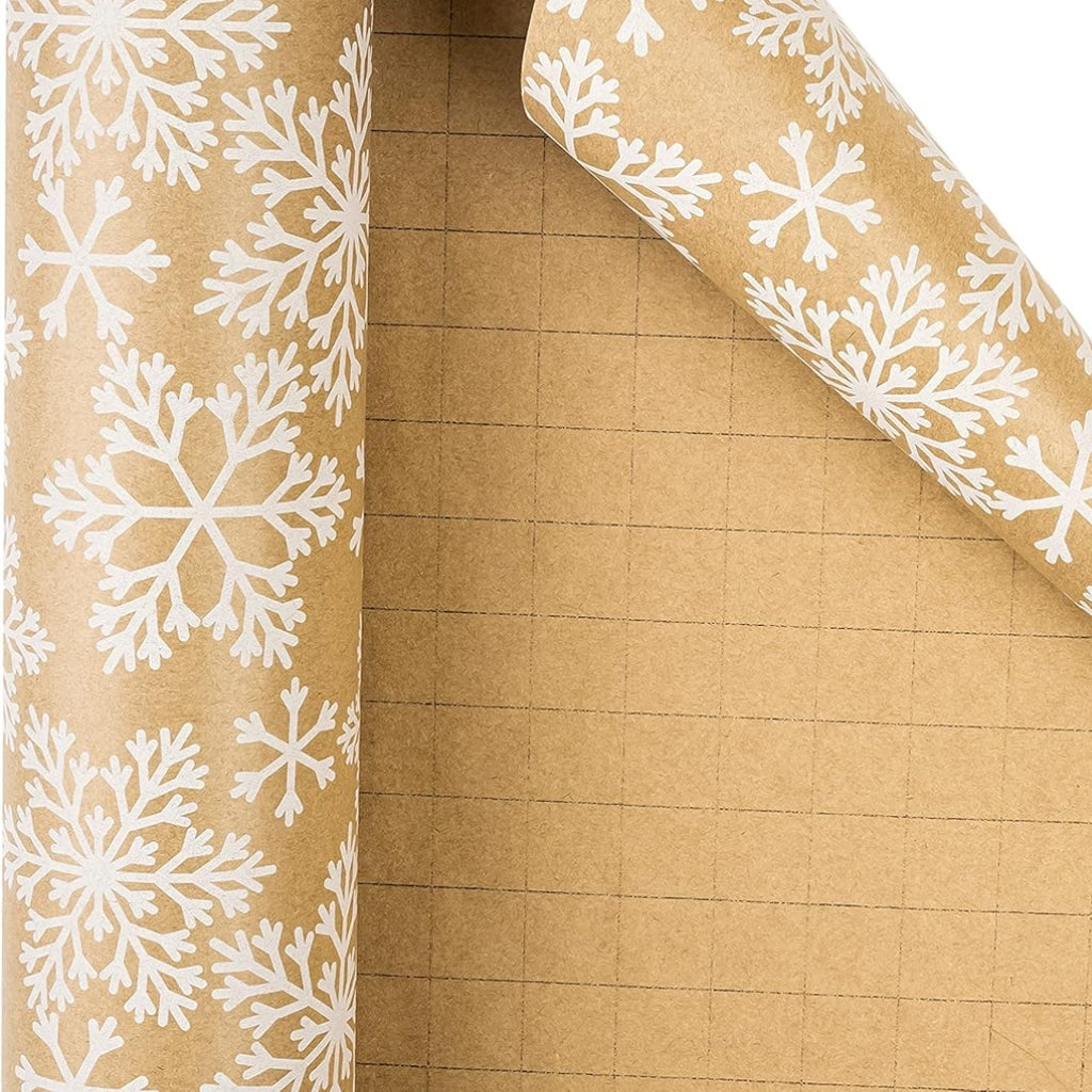 Papel Natural con Estampado de Copos De Nieve