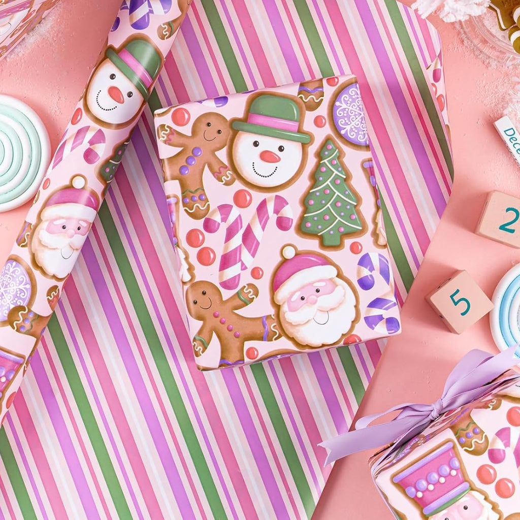 Papel Reversible de Galleta de Gengibre y Rayas Multicolor