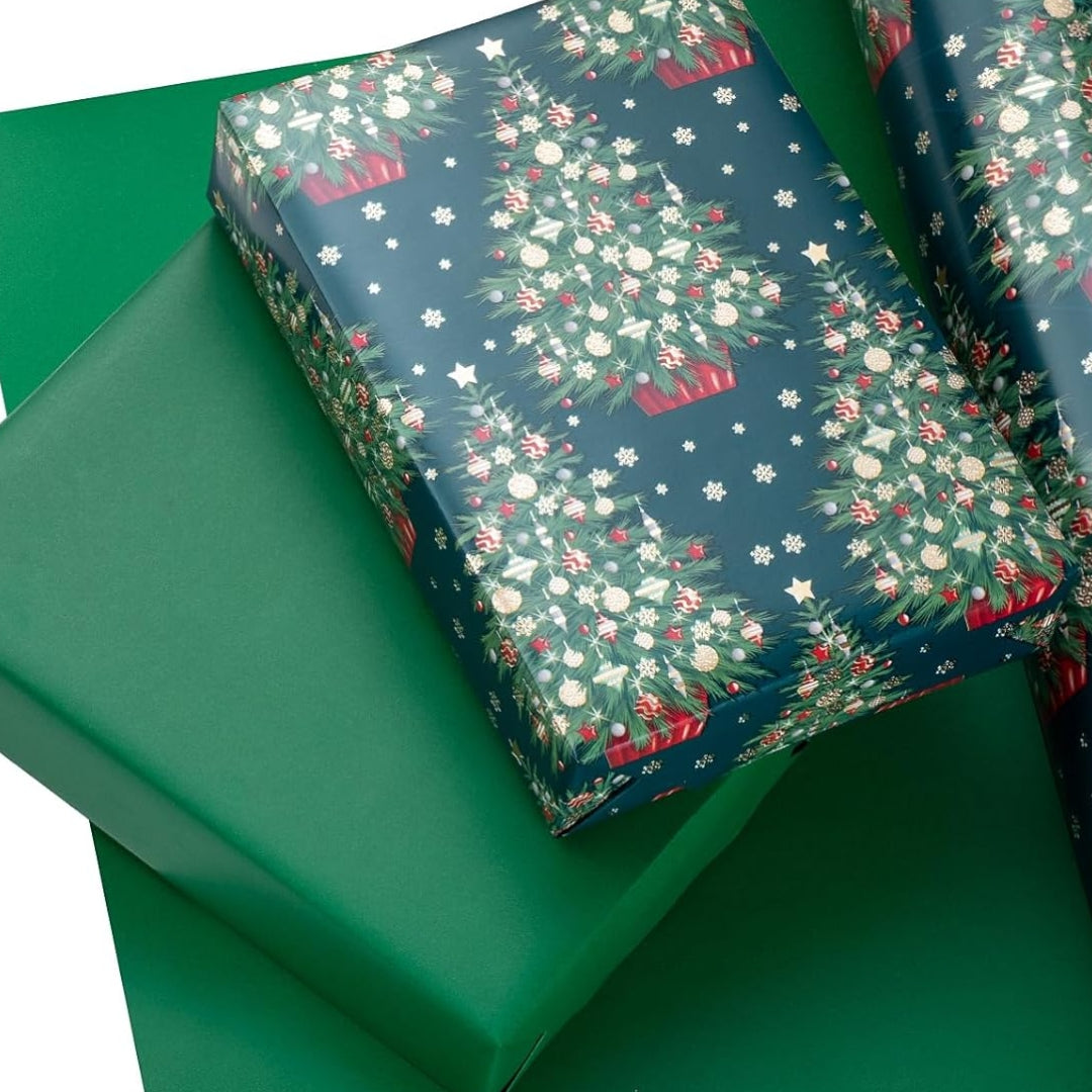Papel Reversible de Pinos de Navidad
