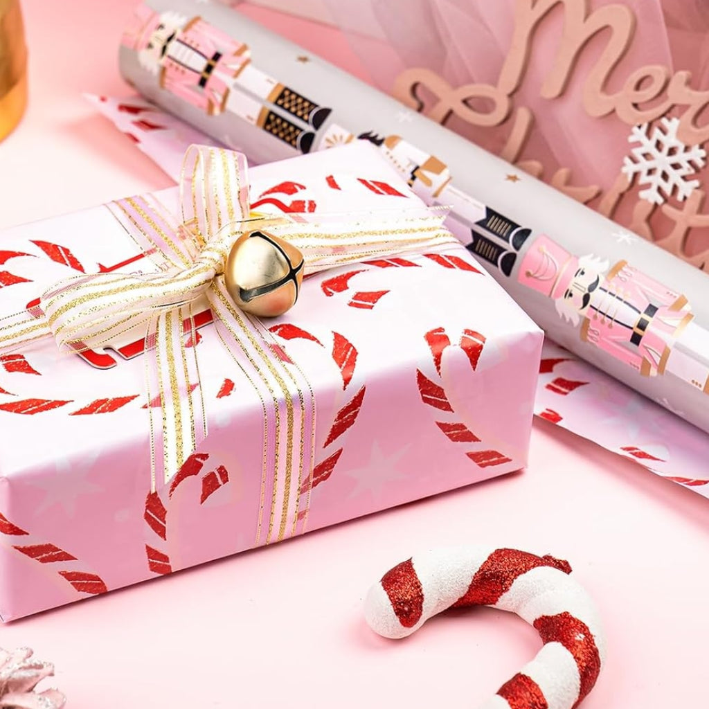 Papel Reversible de Cascanueces y Bastones de Caramelo