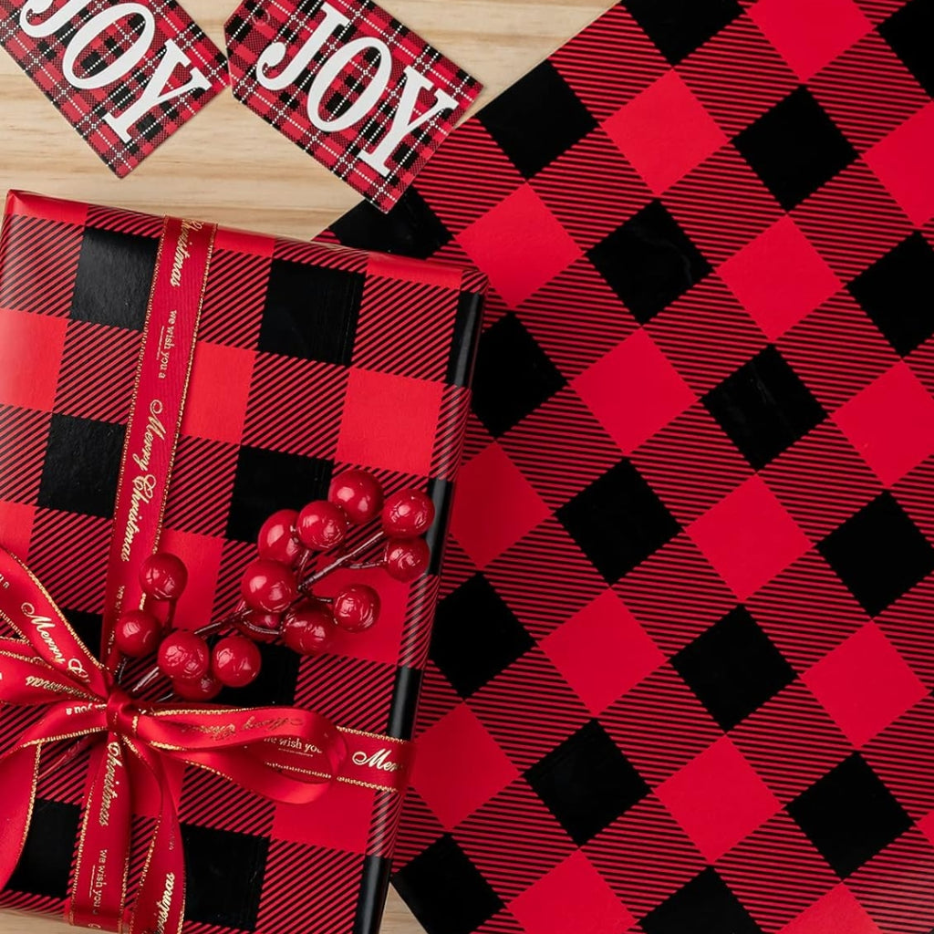 Papel Reversible de Cuadros Rojos y Blancos