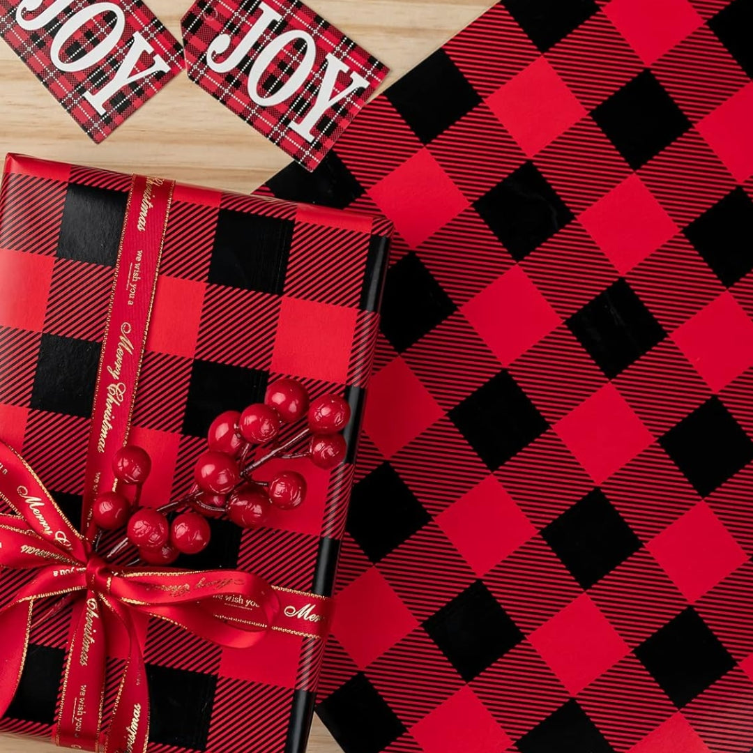 Papel Reversible de Cuadros Rojos y Blancos