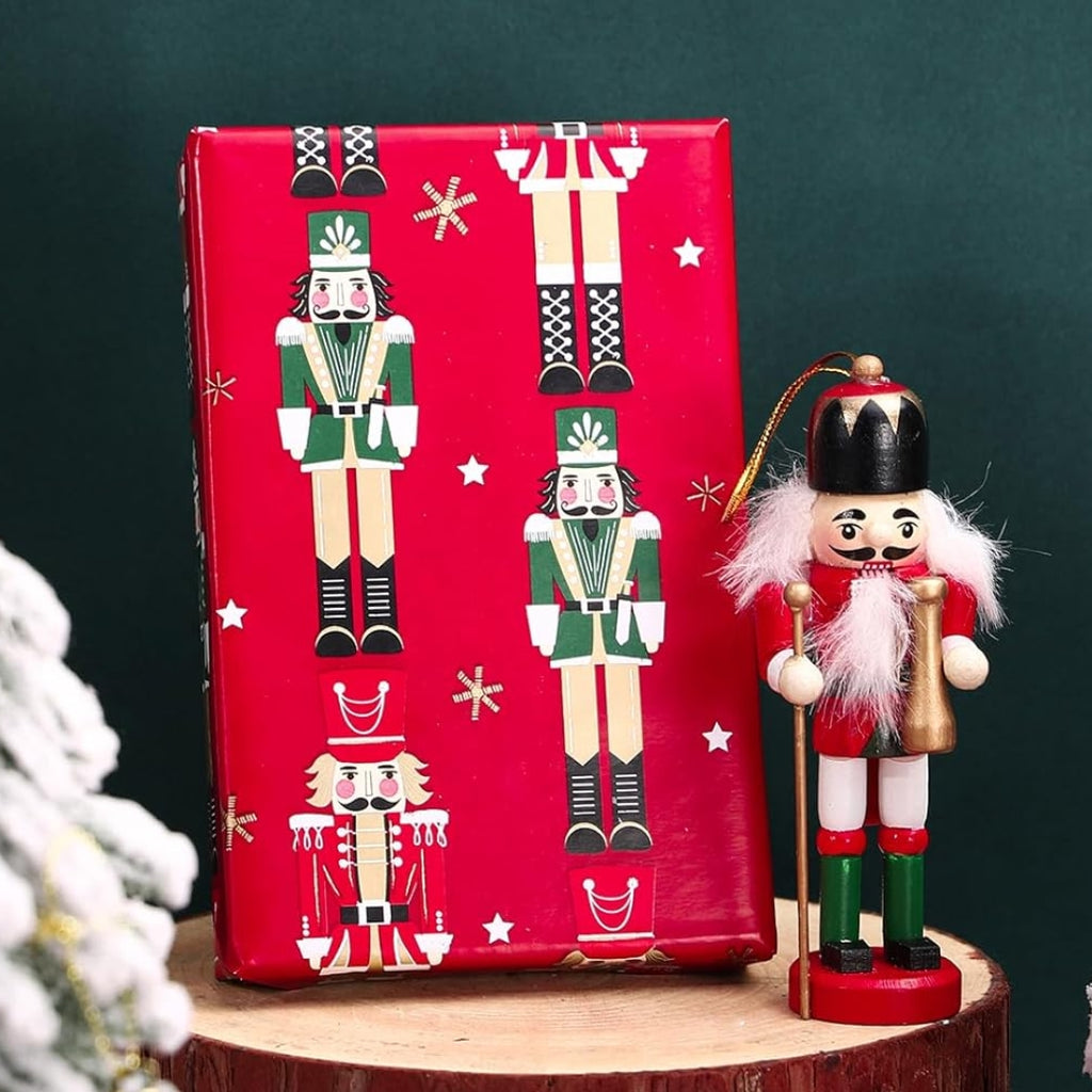 Papel Reversible de Cascanuez Rojo y Copos