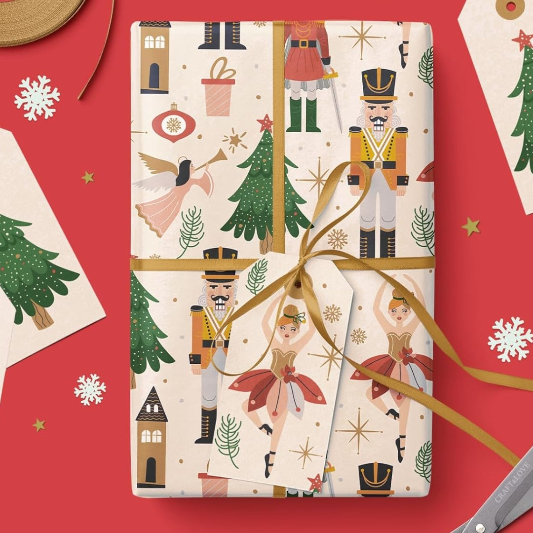 Papel Tradicional de Cascanuez, Bailarinas y Arbolitos